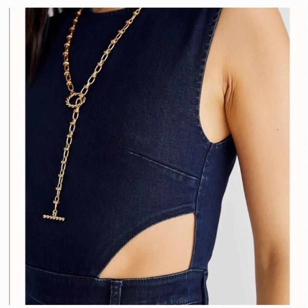 NWT WeWoreWhat Dani Denim Blue Jumpsuit - Picture 4 of 9